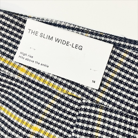 Ann Taylor NWT Slim Wide Leg Pants 14 houndstooth plaid high rise waist career - Picture 8 of 9